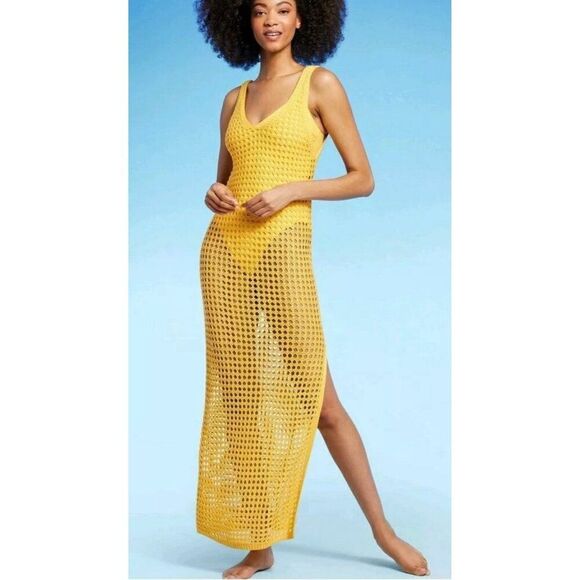 Shade & Shore Knit Tank V Neck Bikini Bathing suit Beach Coverup Maxi Dress Xs - Picture 1 of 7